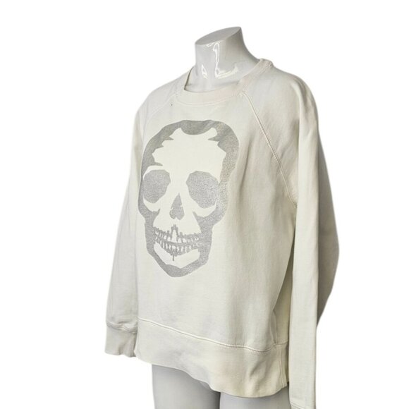 ZADIG & VOLTAIRE Womens Upper Skull Foil Sweatshirt, White, Silver Graphic, XS - Picture 10 of 11